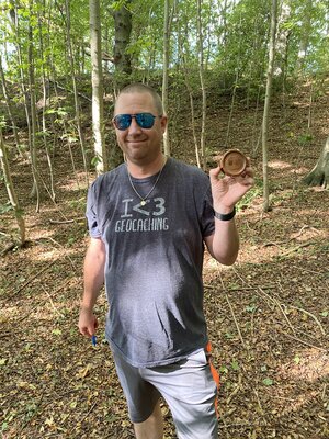 Pim finds a geocache near a supercharger in Denmark