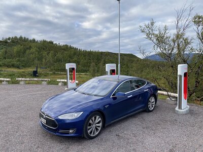 The car charging at Björkliden