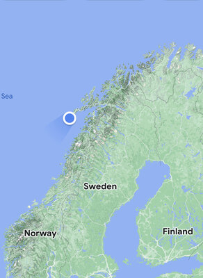 A GPS location of us on the tip of Lofoten