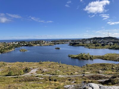 Sørvågvatnet with behind it, Sørvågen