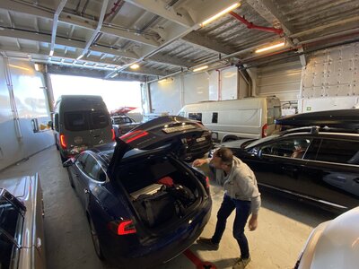 Paul rummaging in the trunk just before disboarding the ferry