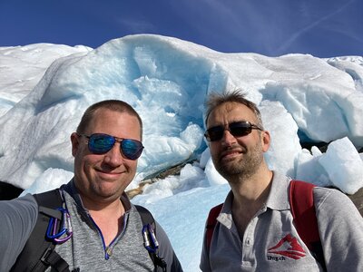 Paul and Pim are happy they made it to Østre Svartisen