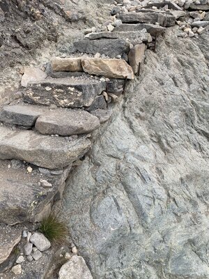 They made stairways from rocks, which were handy (also on the way down in Memurubu)