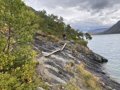 There's a little bridge over some slippery rocks