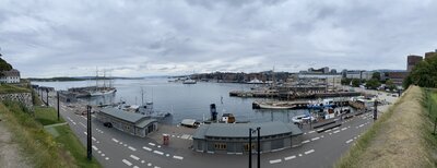 A panorama of Pipervika, the sailingboat marina in Oslo