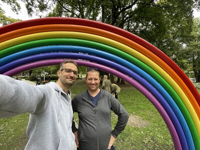 Pim and Paul celebrating pride under Roggbif