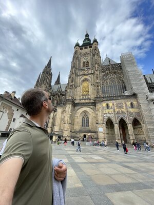 Paul looks up at the Cathedral at Prague Castle