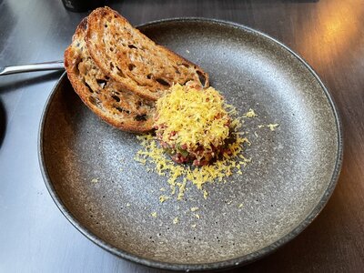 Paul's Tartare starter at Pavillon, Brno