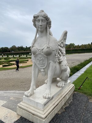 A round-breasted statue at Schloss Belvedere in Vienna